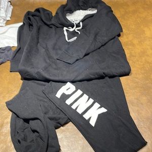 Pink sweatshirt and drawstring lightweight sweatpants